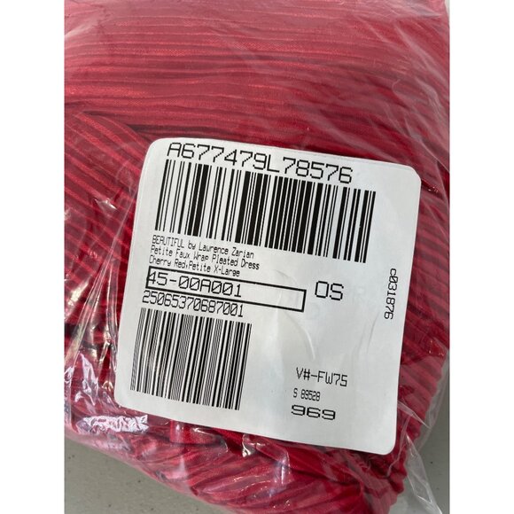 READ BEAUTIFUL by Lawrence Zarian Petite Faux Wrap Pleated Dress Size XLP Red - Picture 3 of 9